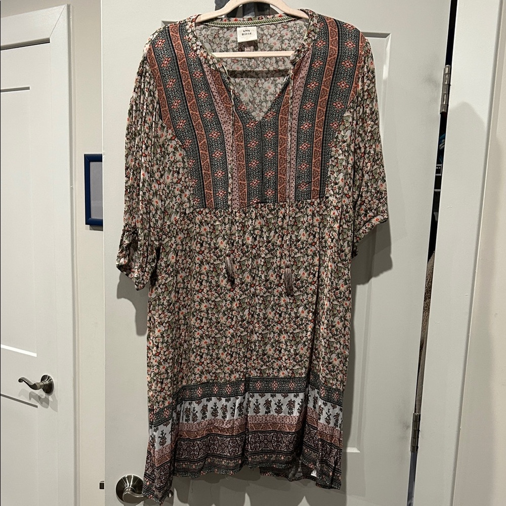 Knox Rose Floral Dress with Green and Orange Accents